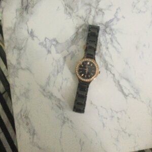 DKNY watch - black and rose gold stainless steel and ceramic